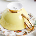 220ml, conjunto de xícara de chá de porcelana de osso fino com pires, design de borboleta colorida tasse uma xícara de cerâmica de café, pires de xícara de café expresso.