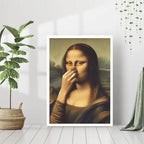 Quadro Mona Lisa Divertida para Banheiro em Canvas