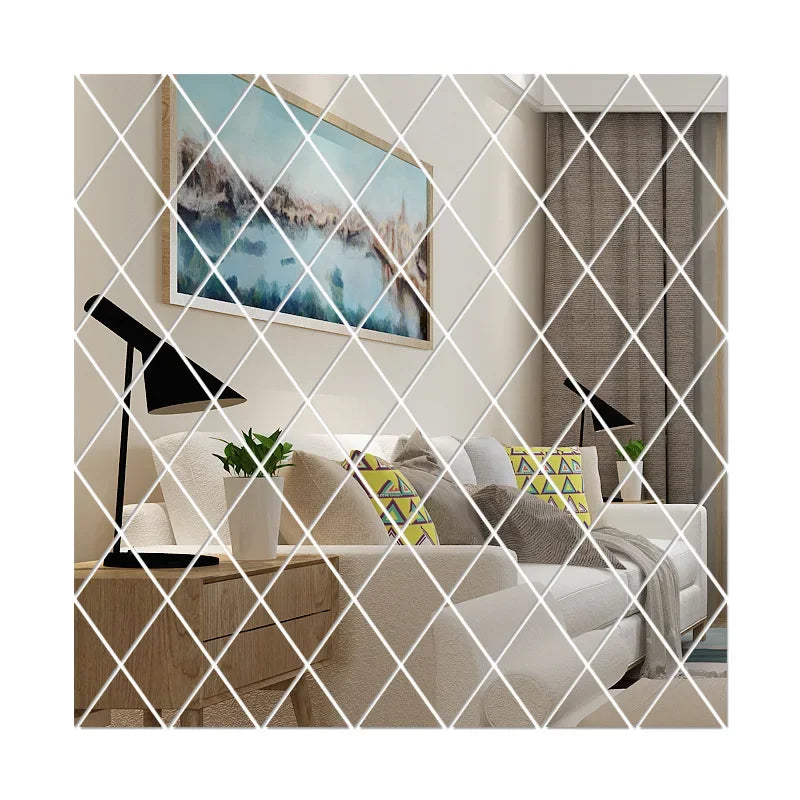 Espelho 3D Acrílico Auto-Adesivo para Decoração de Parede