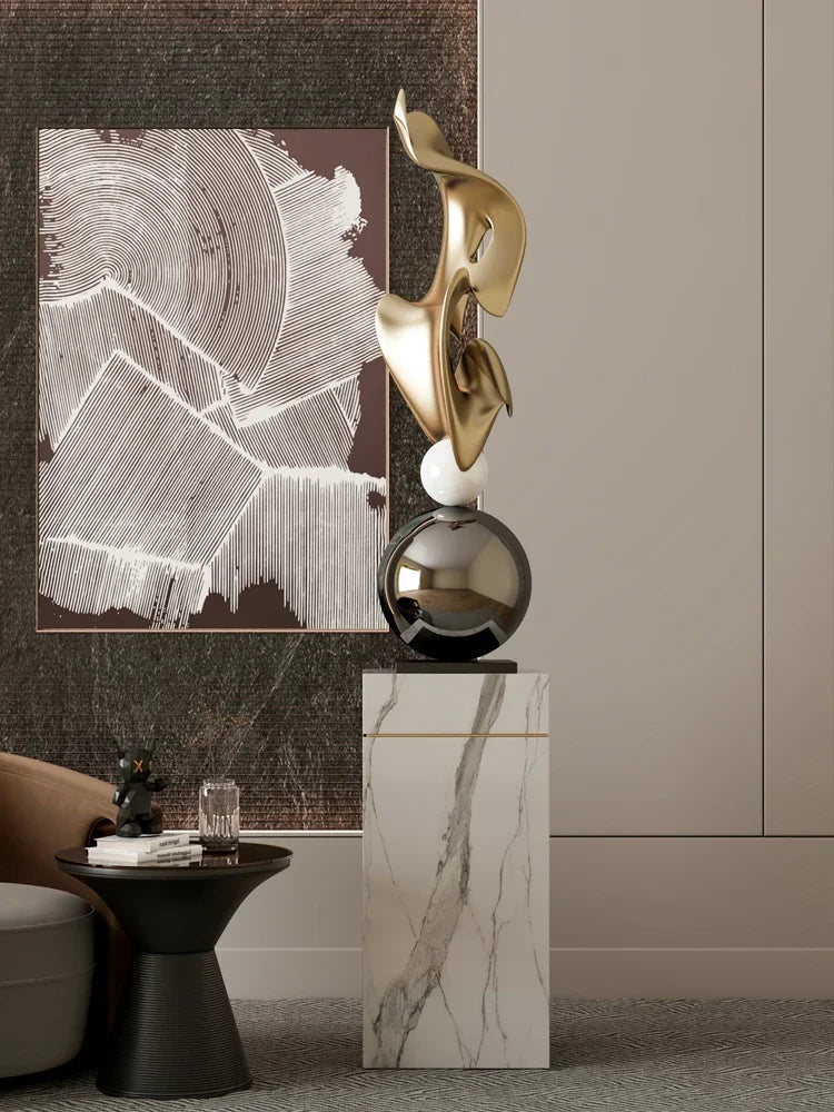 Luz moderna de luxo decoração caseira galvanizada estátua geométrica tamanho grande resina artesanato sala estar entrada decoração acessórios