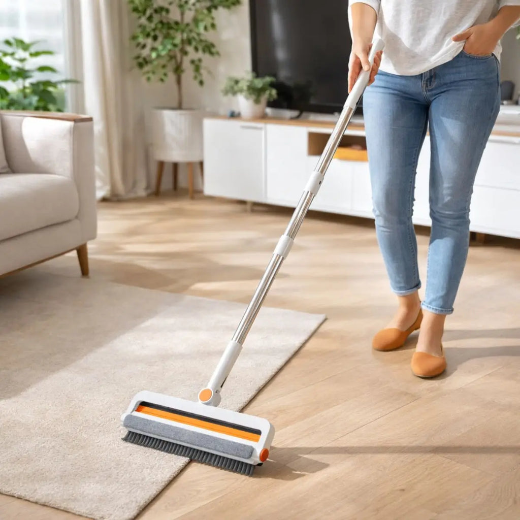 Mop Multiuso 4 Em 1 Vassoura Rodo Esfregão Limpeza Profissional Giro 180° Limpa Vidro Tira Pelos