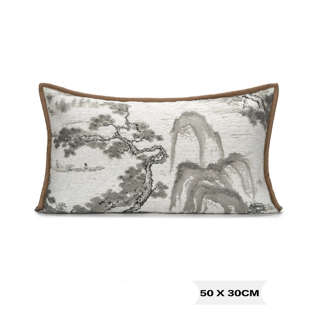 Almofada Elegante com Estampa Paisagem Chinesa