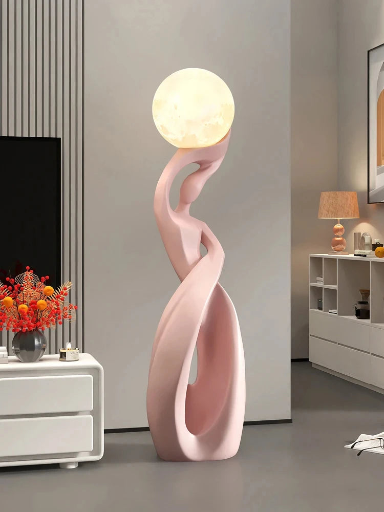 Decoração para casa estátua arte abstrata ornamentos nordic sala de estar grande piso escultura luminosa presente de inauguração estatuetas interiores