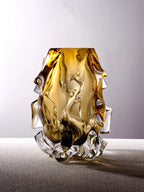 Jarrón luz luxo criativo vaso de vidro cristal transpant amarelo irregular vasos de flores decoração hogar ornamento mesa