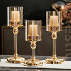 Castiçal de vidro estilo europeu, decoração de luz de luxo para casa, decoração romântica de jantar à luz de velas