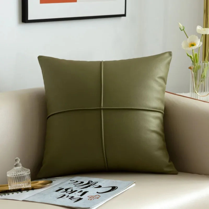 light luxury simulation leather thickened technology cloth waterproof throw pillow living room sofa cushion rectangular pillow