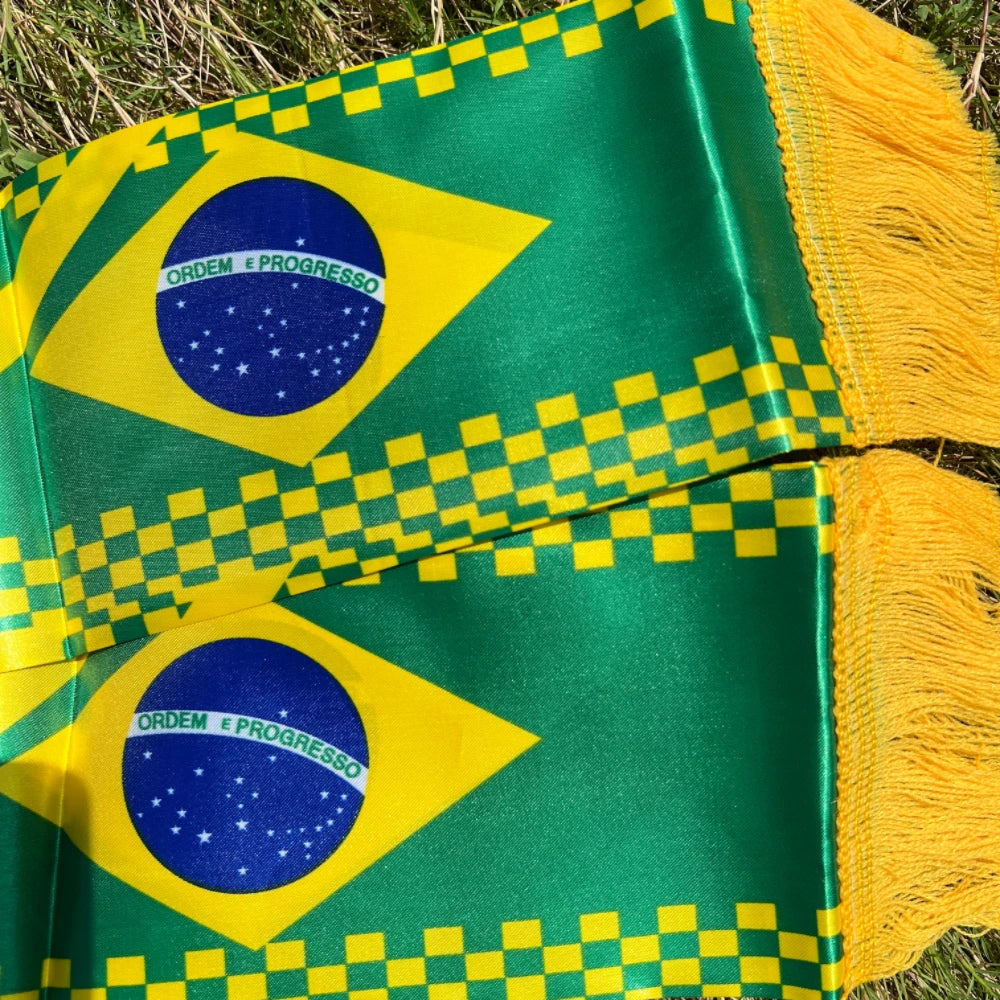 Lenços com bandeira do brasil, 14x130cm, cachecol com bandeira do brasil, cachecol para fãs, cachecol da copa do mundo, decoração de férias esportivas