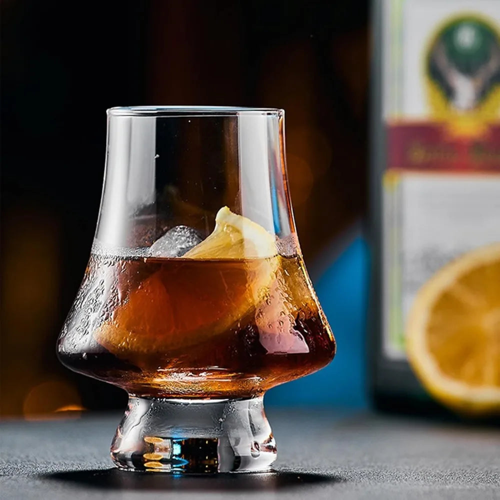 Whiskey Crystal Glass Set, 4 Pack Tasting Glass 9 Ounces Clear Lead Free Wine Glass Bar Party Wedding Drinking Glassware