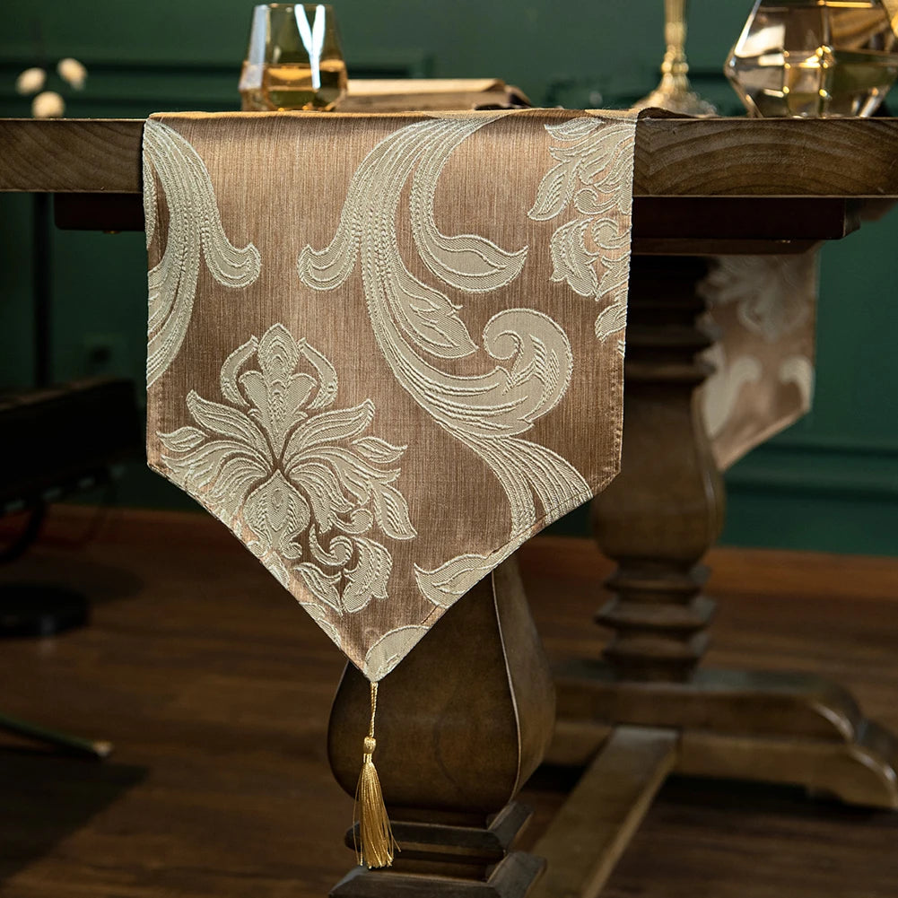 Modern European Jacquard Table Runner Luxury Embroidered  Table Runner Home Restaurant Table Decoration
