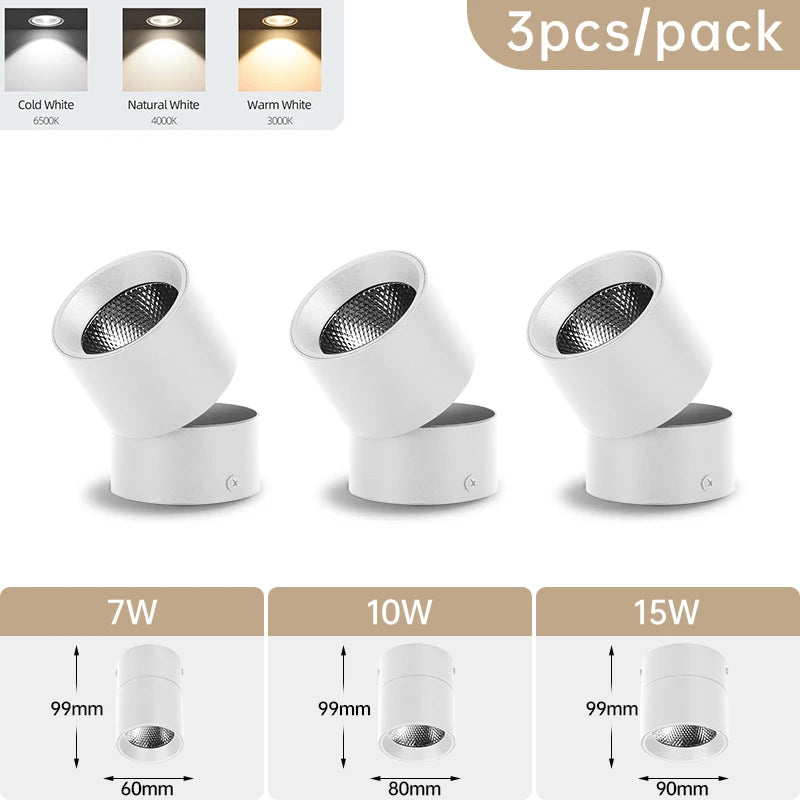 Spot de Teto LED Dobrável 3 Cores