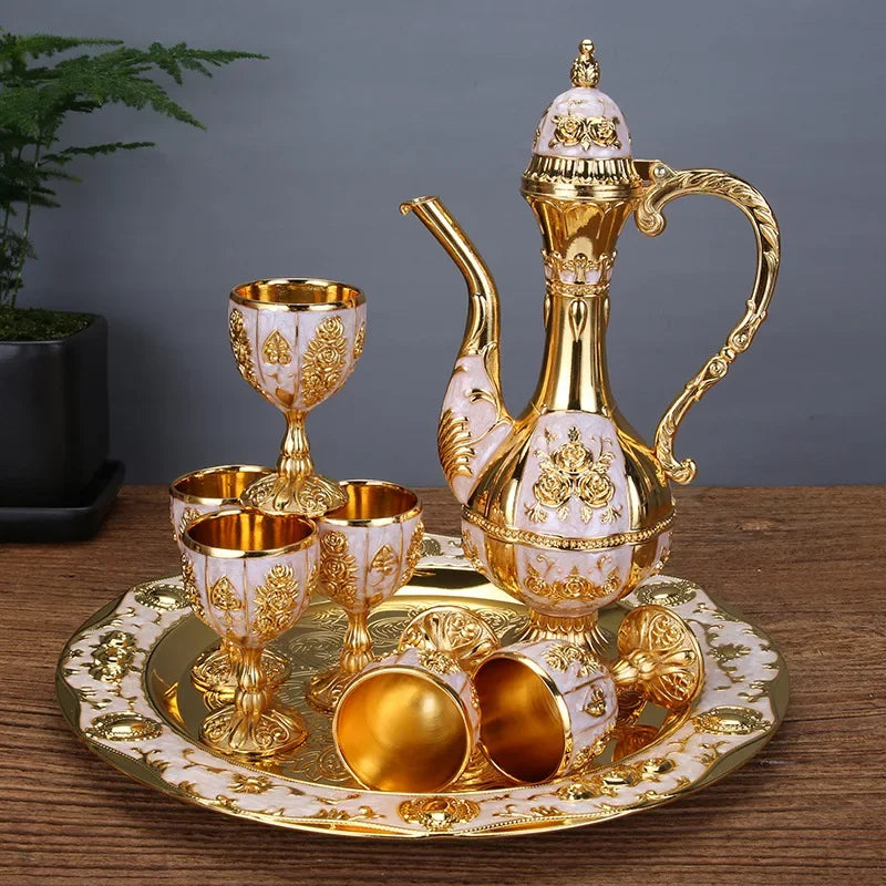 Abóbora estilo vinho set, garrafa de metal bebendo, Decanter, Hip frasco, casa e bar copo set, branco