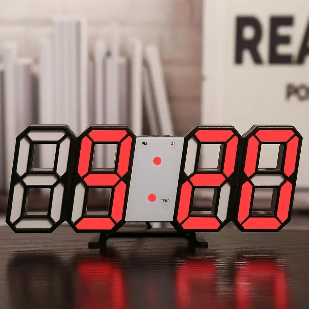 Relógio Digital 3D LED com Modo Noturno