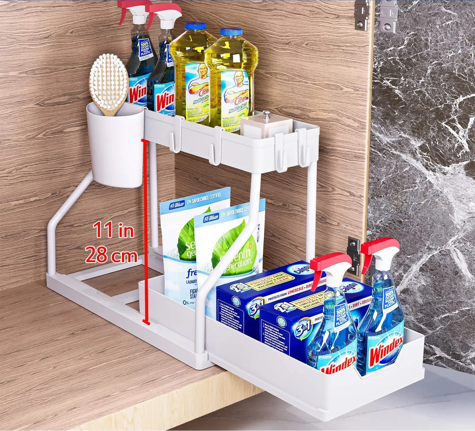 Organizador de Cozinha com Prateleira Dupla Deslizante