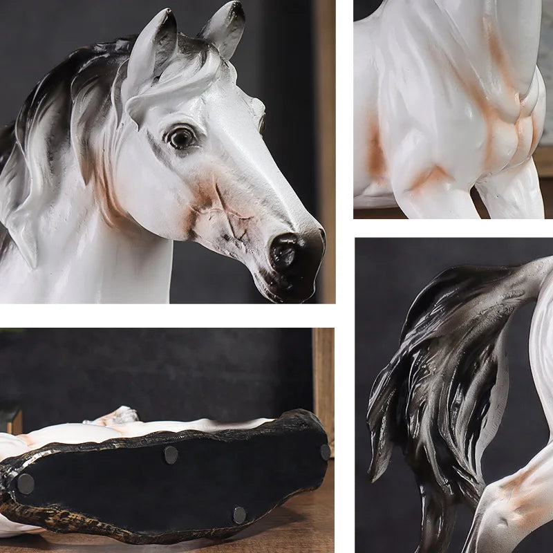 Escultura de cavalo de resina vintage estilo chinês, decoração de casa para quartos, estudos e mesas de escritório, colecionáveis de arte