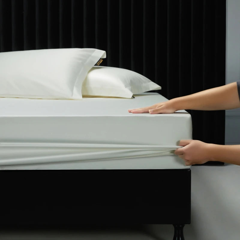 1000TC Egyptian Cotton Fitted Sheet Solid Color Bed Sheet Mattress Cover Elastic Band Fitted Sheet 160x200 180X200 Fit Sheet 1Pc