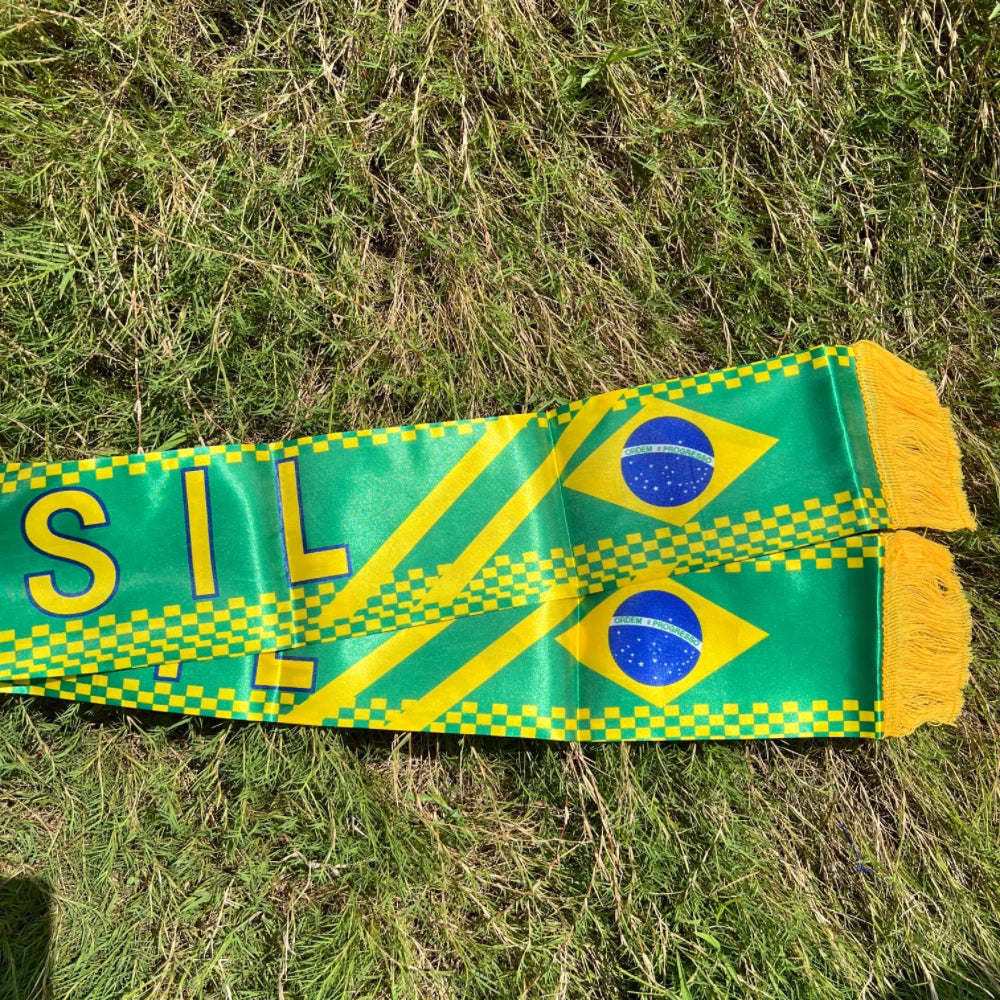 Lenços com bandeira do brasil, 14x130cm, cachecol com bandeira do brasil, cachecol para fãs, cachecol da copa do mundo, decoração de férias esportivas