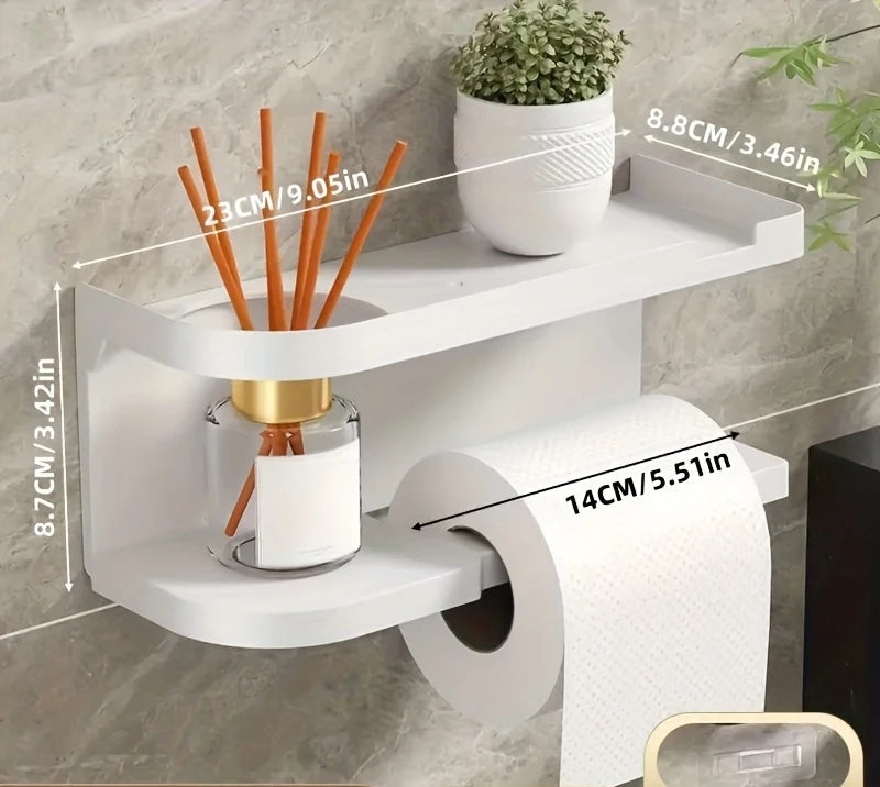 Suporte Autoadesivo de Papel Higiênico com Prateleira