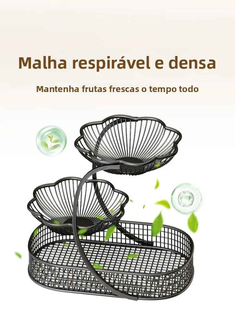 Cesta de Frutas de Metal Luxuosa, Bandeja para Armazenamento de Lanches, Caixa de Armazenamento para Mesa de Cé, Uso Domést...