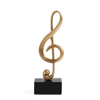 Estatuetas Decorativas de Notas Musicais em Resina Dourada
