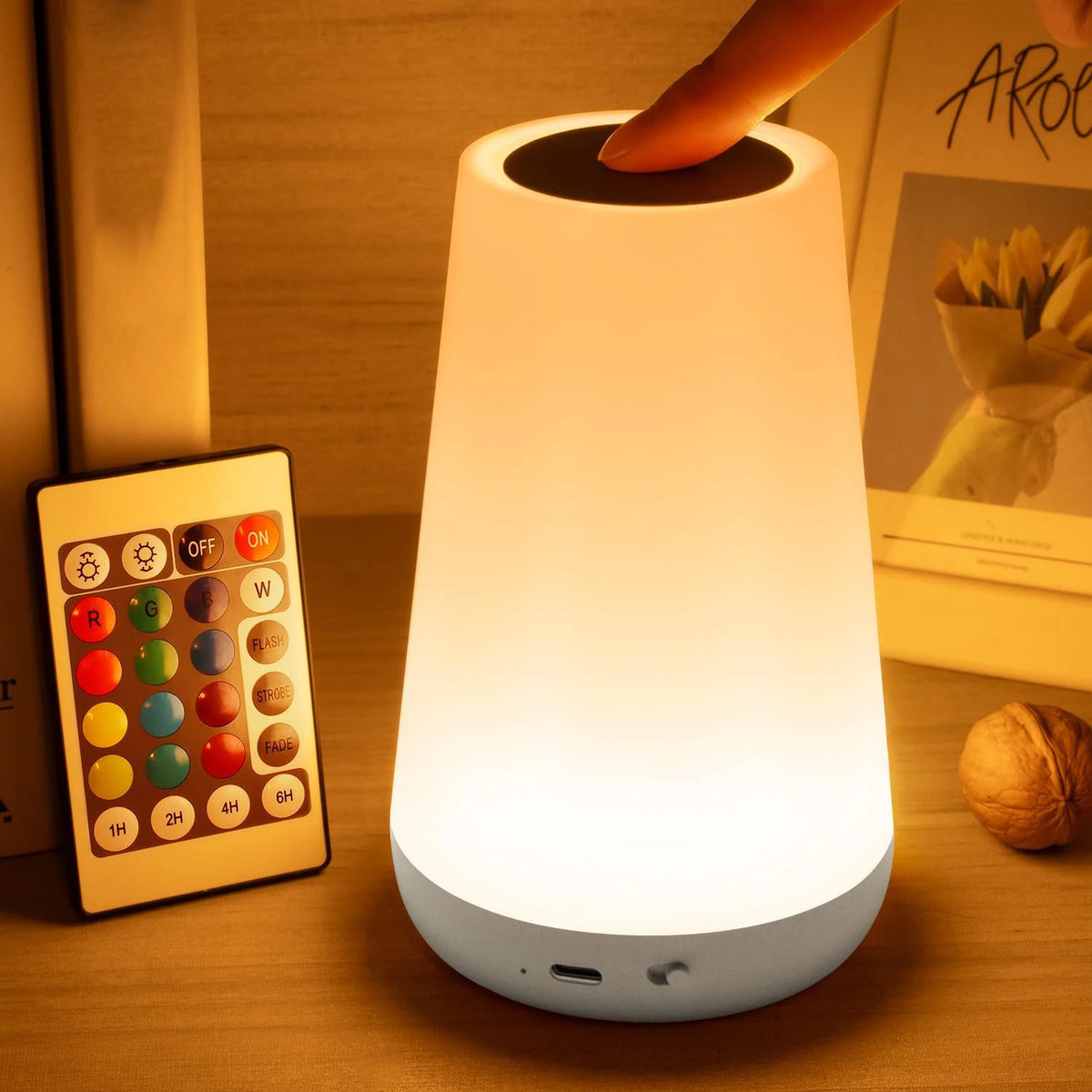 Luminária LED RGB de Mesa com Controle Remoto e Toque