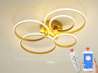 Lustre de LED Moderno Dourado para Ambientes Elegantes