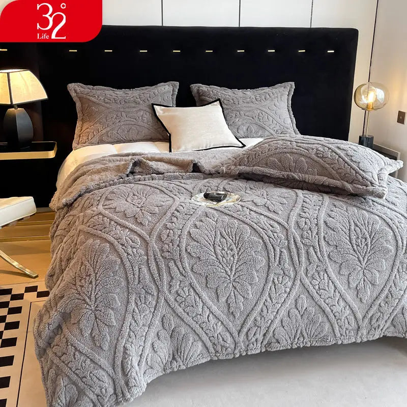 Cobertor Floral 3D de Lã Coral Quente