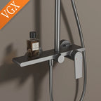 Conjunto de sistema de chuveiro vgx, torneira de chuveiro de banheiro, conjunto de chuveiro de 3 vias, guindaste misturador de chuveiro com chuveiro de mão, dourado e preto