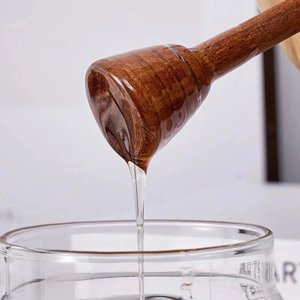 Glass Storage Bottles Honey Jars with Dipper and Lid Wide Mouth Honey Containers Syrup Dispenser for Storing Honey and Syrup