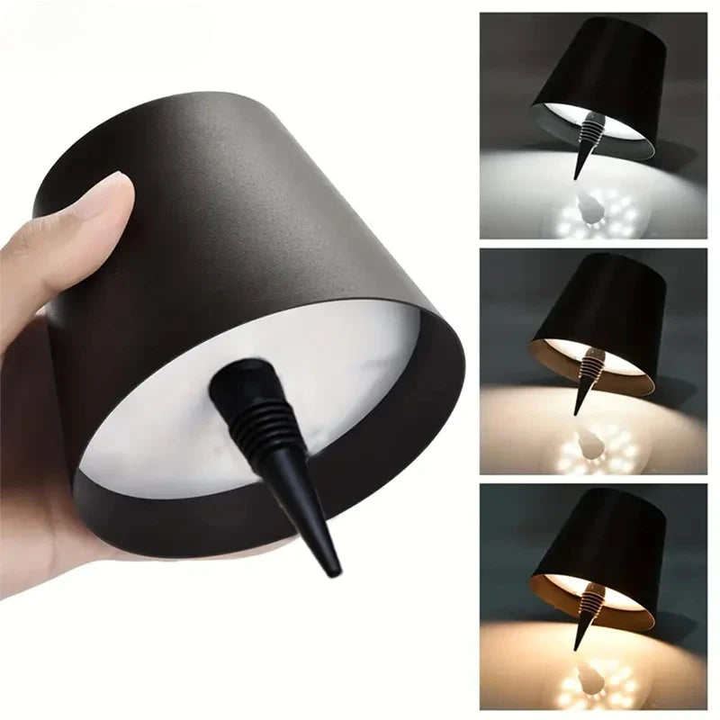 Lâmpada de garrafa sem fio Controle de toque de 3 cores com escurecimento contínuo, ajuste perfeito para garrafas de vinho, substitui rolhas de vinho tradicionais