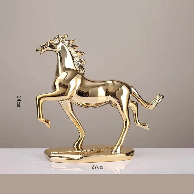 Escultura de Cavalo em Resina Eletrogalvanizada