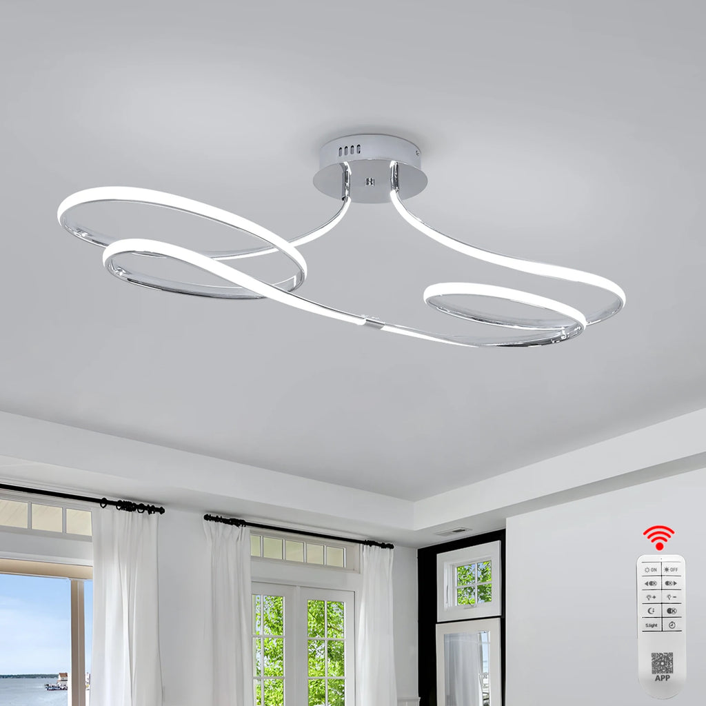 Tcy 75cm moderno regulável led luz de teto 28w ouro/cromo/preto para quarto cozinha luminária com controle remoto