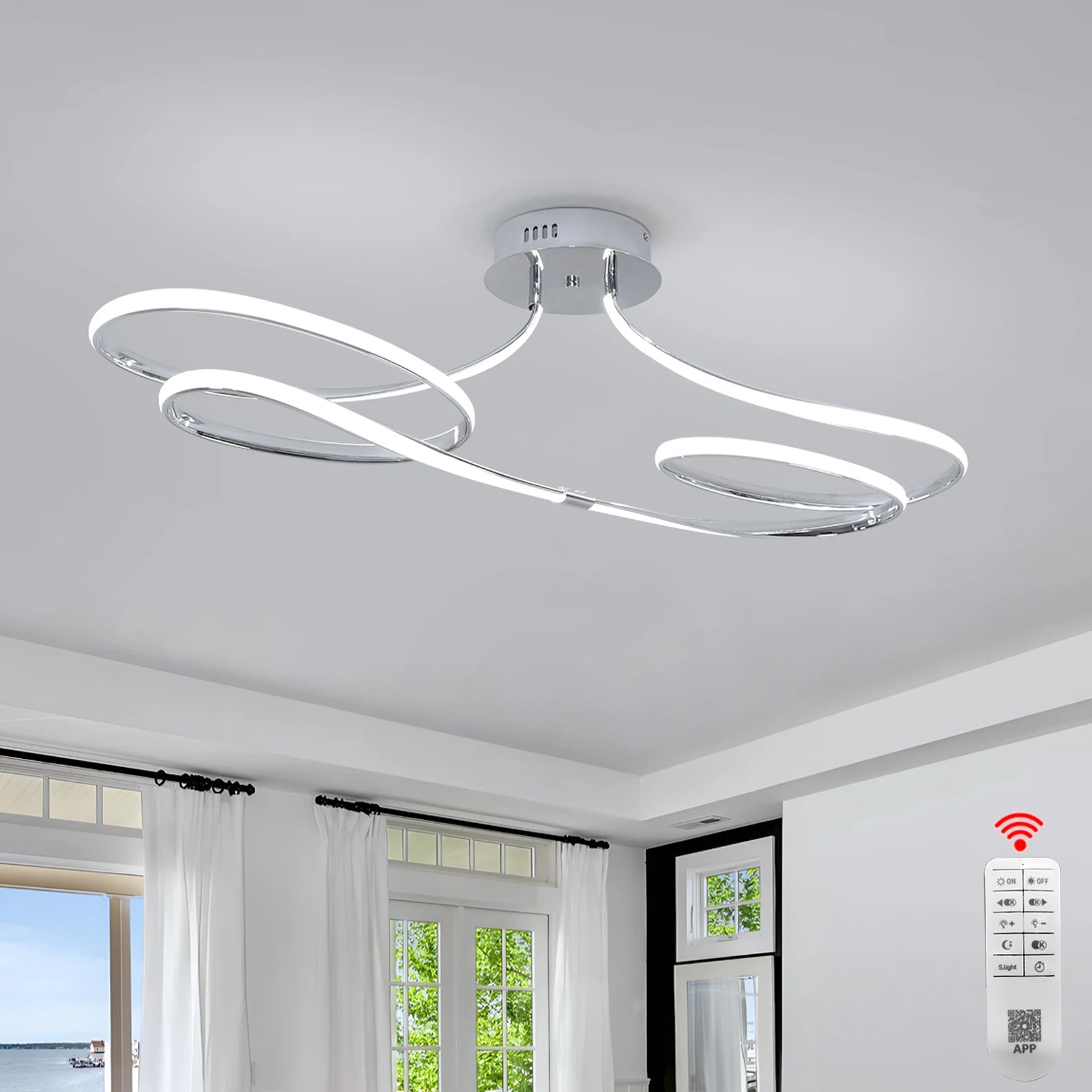 Tcy 75cm moderno regulável led luz de teto 28w ouro/cromo/preto para quarto cozinha luminária com controle remoto