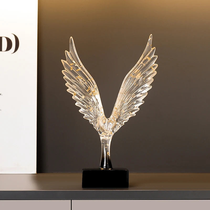 Escultura Asa de Anjo Dourada em Resina