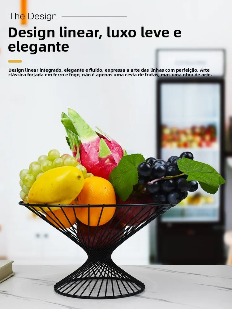 Cesta de Frutas Luxuosa Criativa para Sala de Estar, Cesta de Armazenamento de Lanches para Mesa de Chá, Bandeja de Frutas Le...