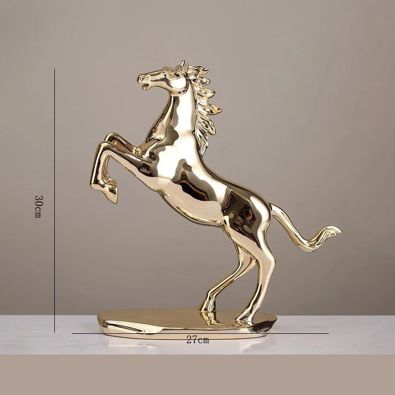 Escultura de Cavalo em Resina Eletrogalvanizada