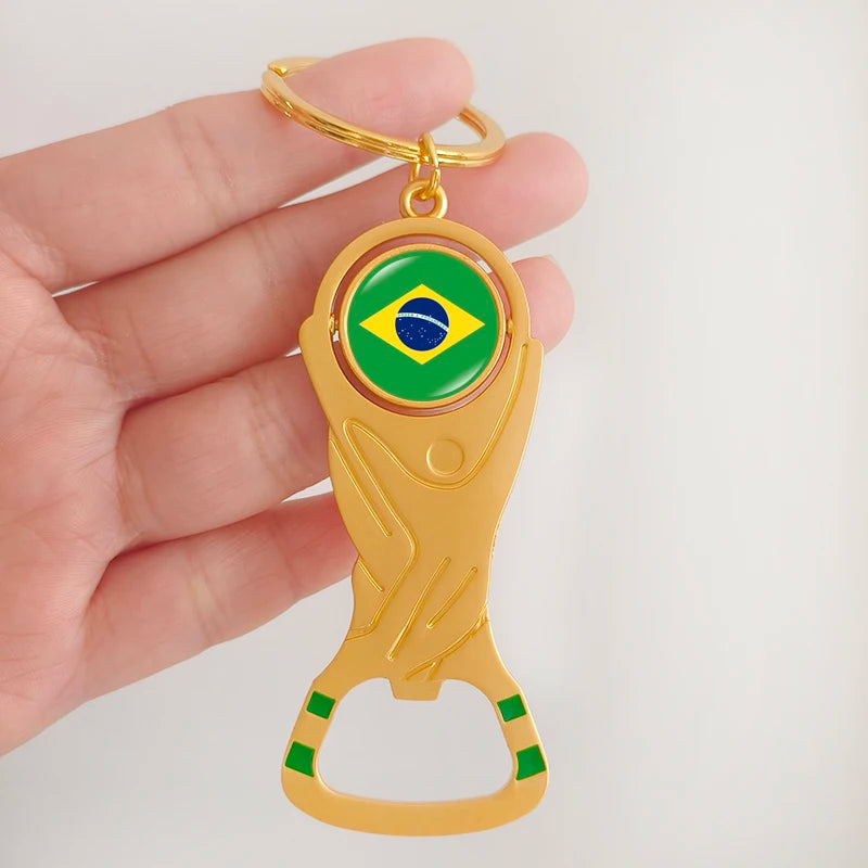 Chaveiro Abridor de Garrafa Dupla Face com Bandeiras