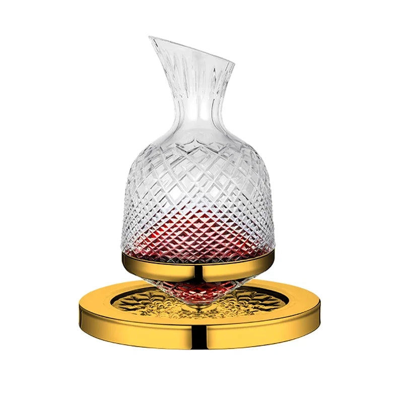 Spinning Crystal Red Wine Decanter, 360 ° Rotating Decanters, Lead-free Glass, Wine Accessories, 1500ml
