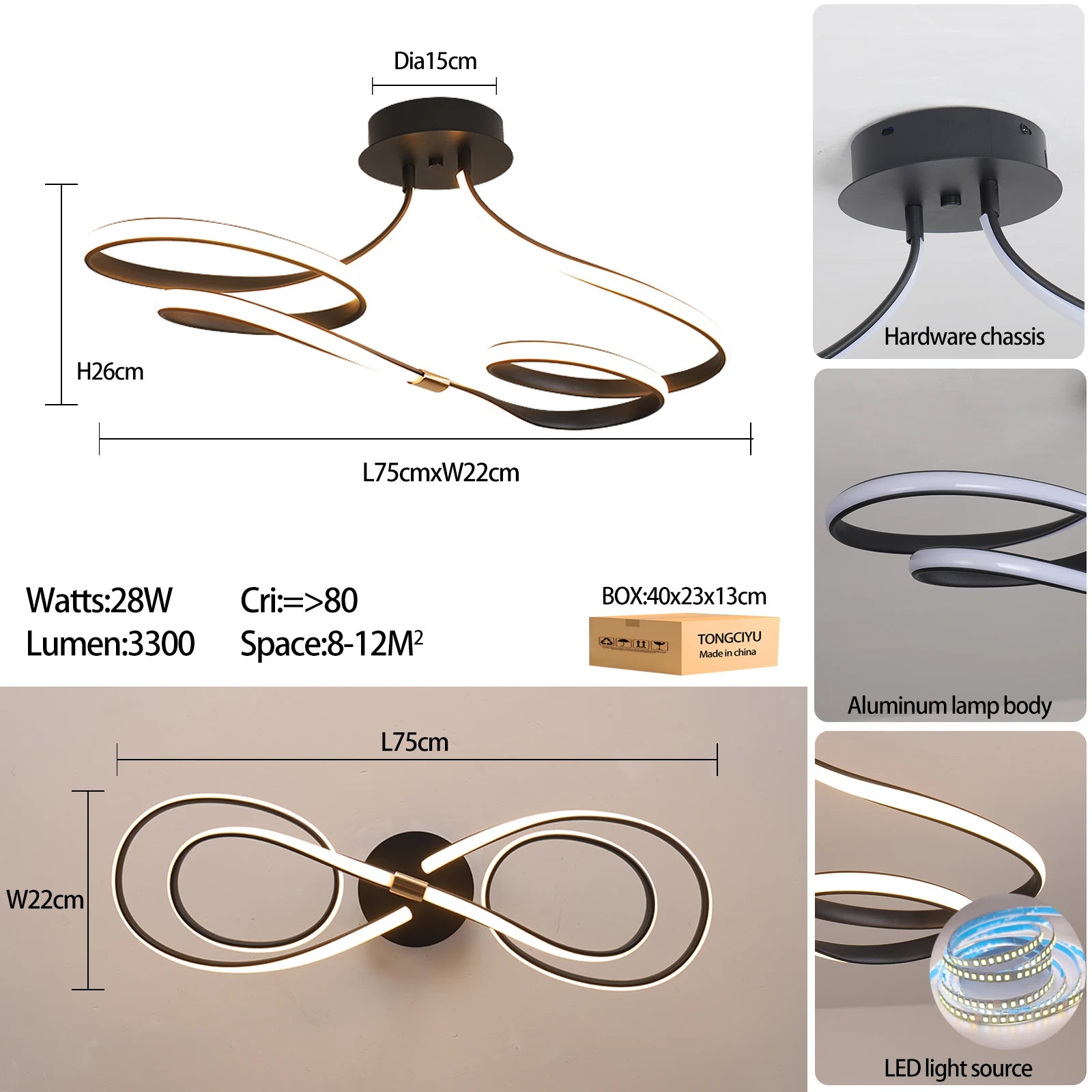 Luminária de Teto LED Regulável com Controle Remoto