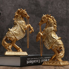 Estátua de cavalo de resina elegante – Majestic Golden, perfeita para decoração de casa e escritório, ideal para sala de estar, entrada e gabinete Disp