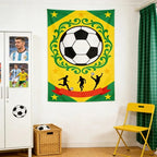 1 peça Tapeçaria de Futebol do Brasil com Padrão de Silhueta de Jogador e Bola de Futebol, Tecido de Parede com Estampa Plana, Decoração Esportiva para Casa para Fãs Brasileiros