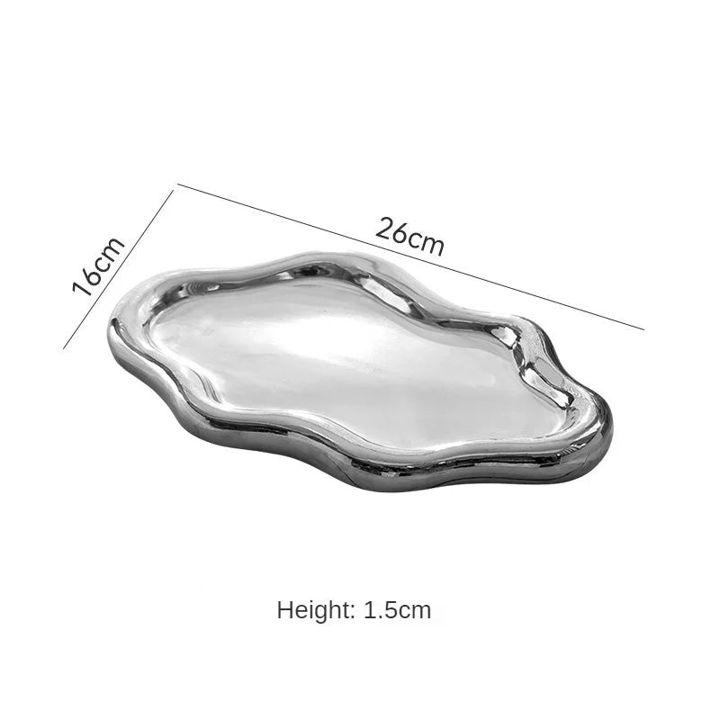 Bandeja de Cerâmica Luxo para Joias e Decoração