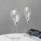 Luxury Gold-Rimmed Crystal Champagne & Wine Glasses - Elegant Stemware for Dining Table Clubs Display Rooms Decorative Glassware