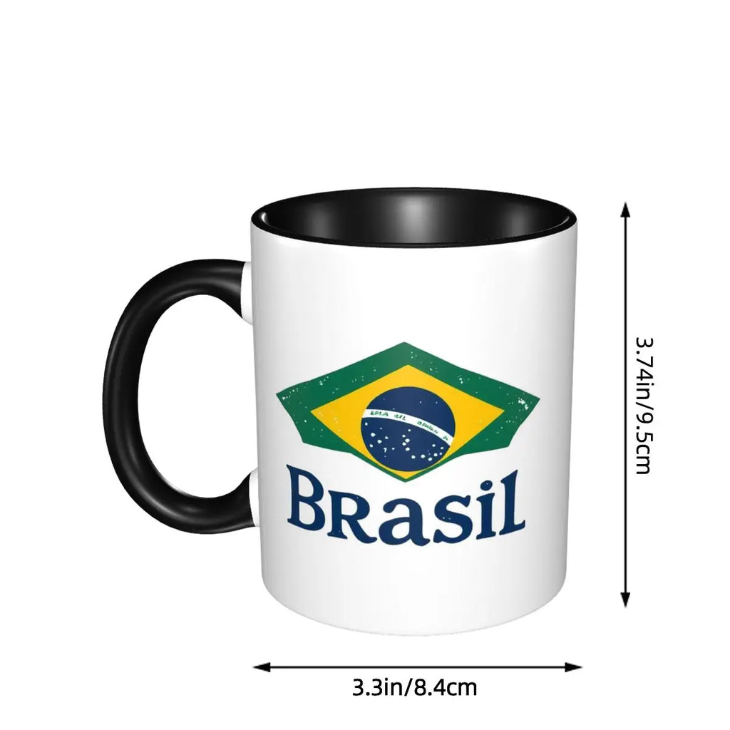Caneca Engraçada com a Bandeira do Brasil, Canecas de Cerâmica para Café e Chá, Presente para Amigos