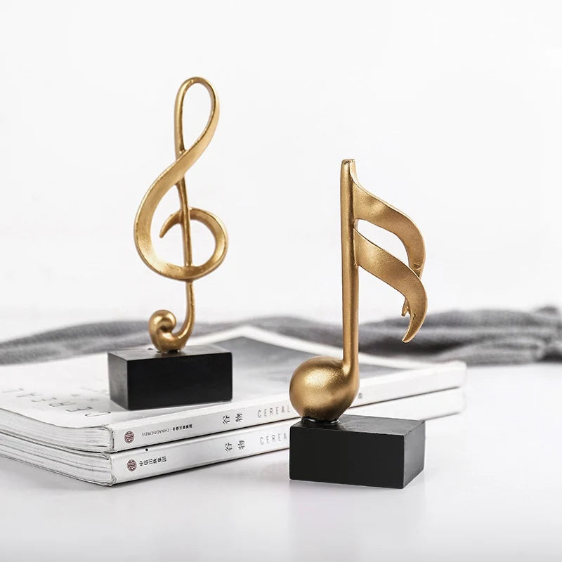 Nota musical estatuetas decoração de casa resina escultura dourada decoração para casa mesa piano escritório tv gabinete ornamentos lembranças