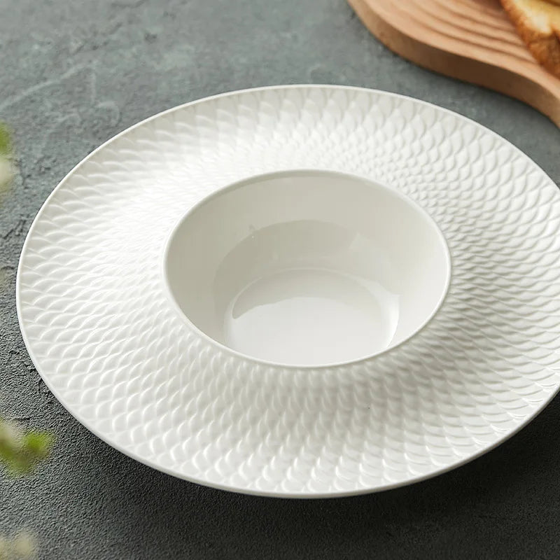 Prato de porcelana para alimentos, prato doméstico ocidental, prosperidade trazido pelo dragão e pela fênix
