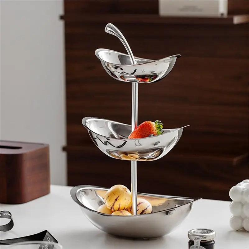 Bandeja Oval de Aço Inoxidável Aihem - Prato Elegante para Petiscos e Doces para Mesa de Chá e Sala de Estar - AT64