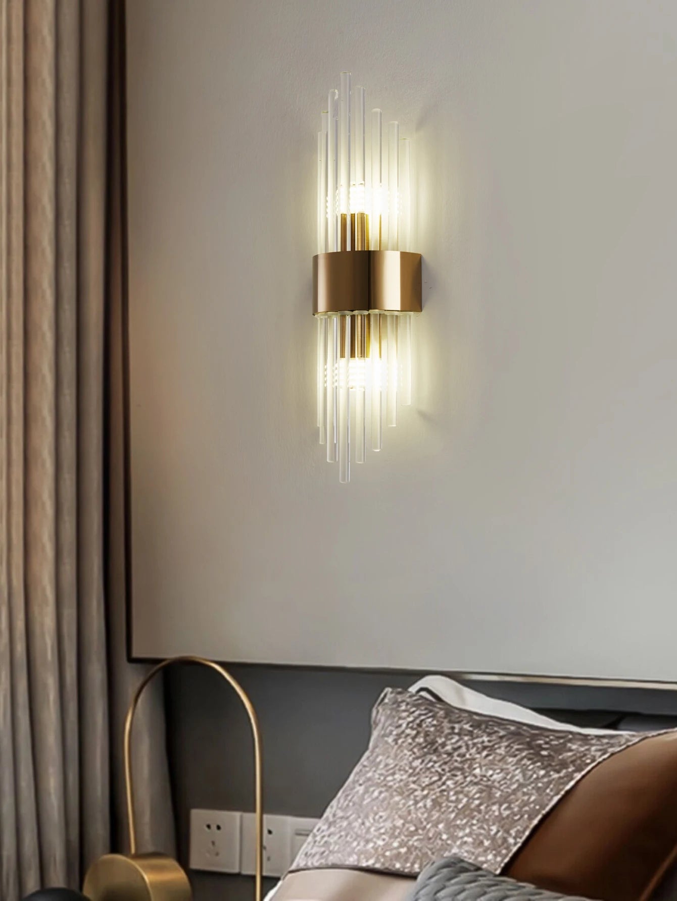 Gold/Black Stainless Steel Crystal Wall Sconce for Living Room, Bedroom, Kitchen Home Decor Lighting, G9 Light Source