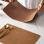 Conjunto de jogos americanos de couro sintético, 1/4/6 peças, resistente ao calor, antiderrapante, à prova d'água, lados duplos, tapetes de mesa pu para cozinha e jantar