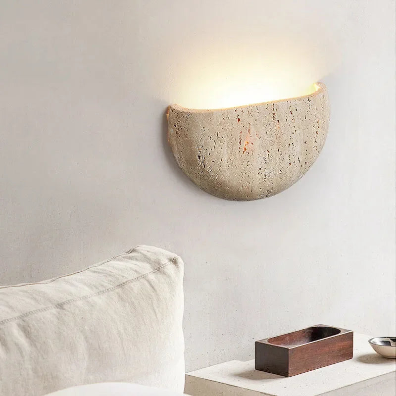 Wabi-sabi stone retro living room wall porch corridor homestaycafe atmosphere bedroom bedside wall lamp