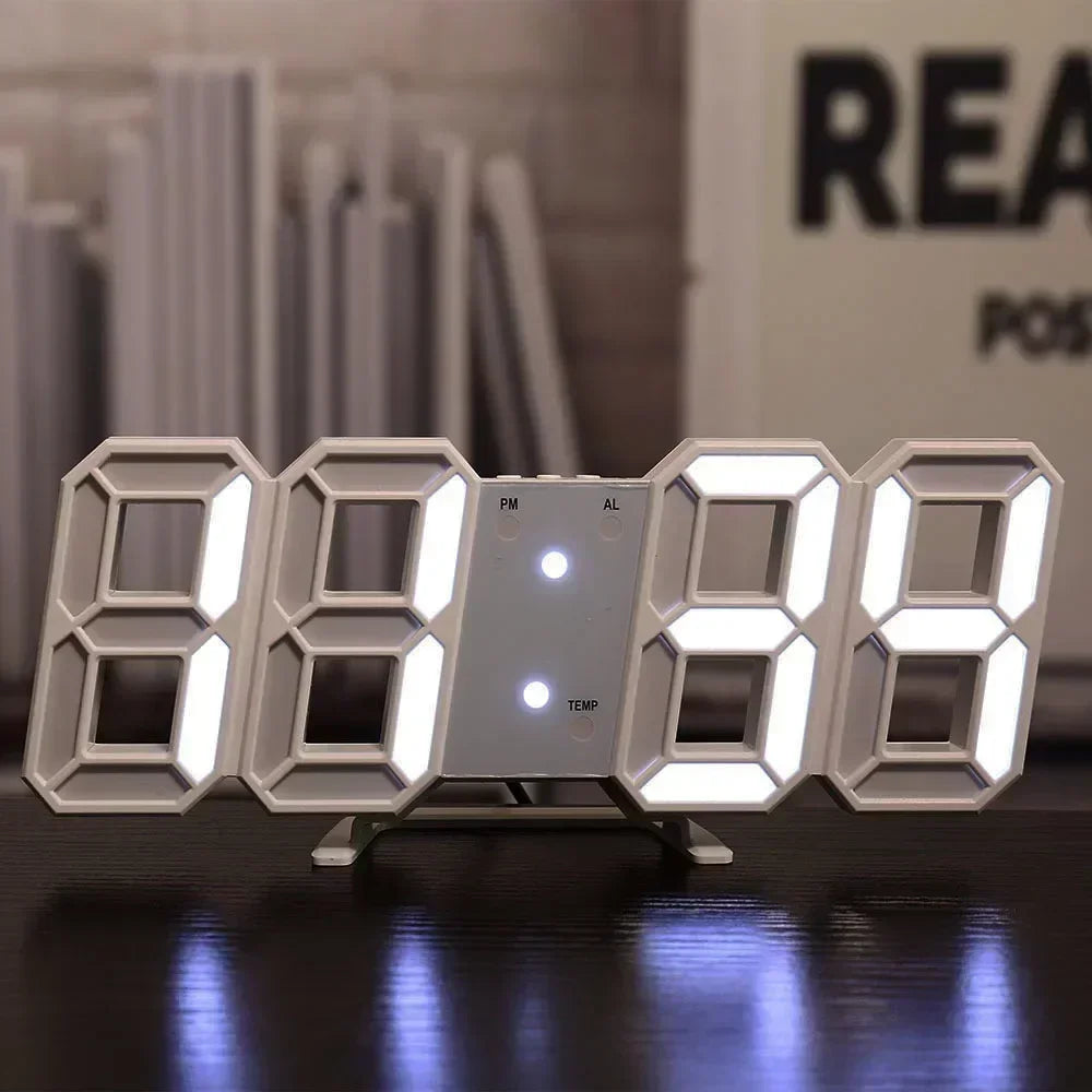 Relógio Digital 3D LED com Modo Noturno